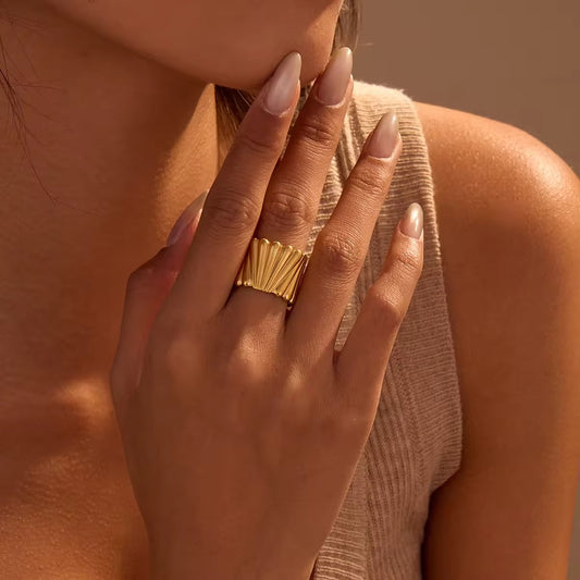 Golden Ripple Ring